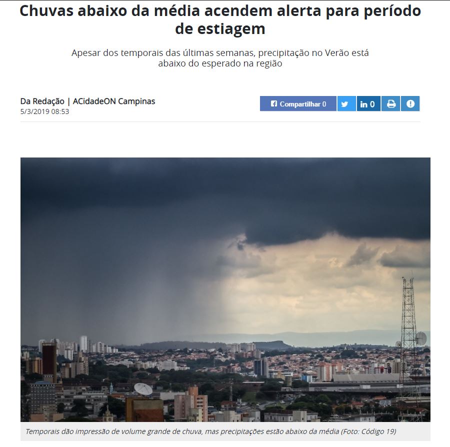 A Cidade ON faz matéria sobre chuvas abaixo da média