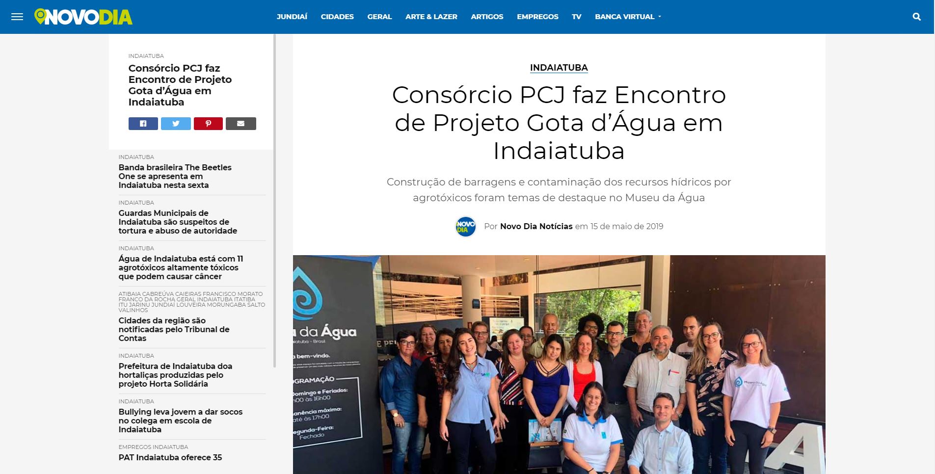 Projeto Gota d’Água é notícia no Novo Dia