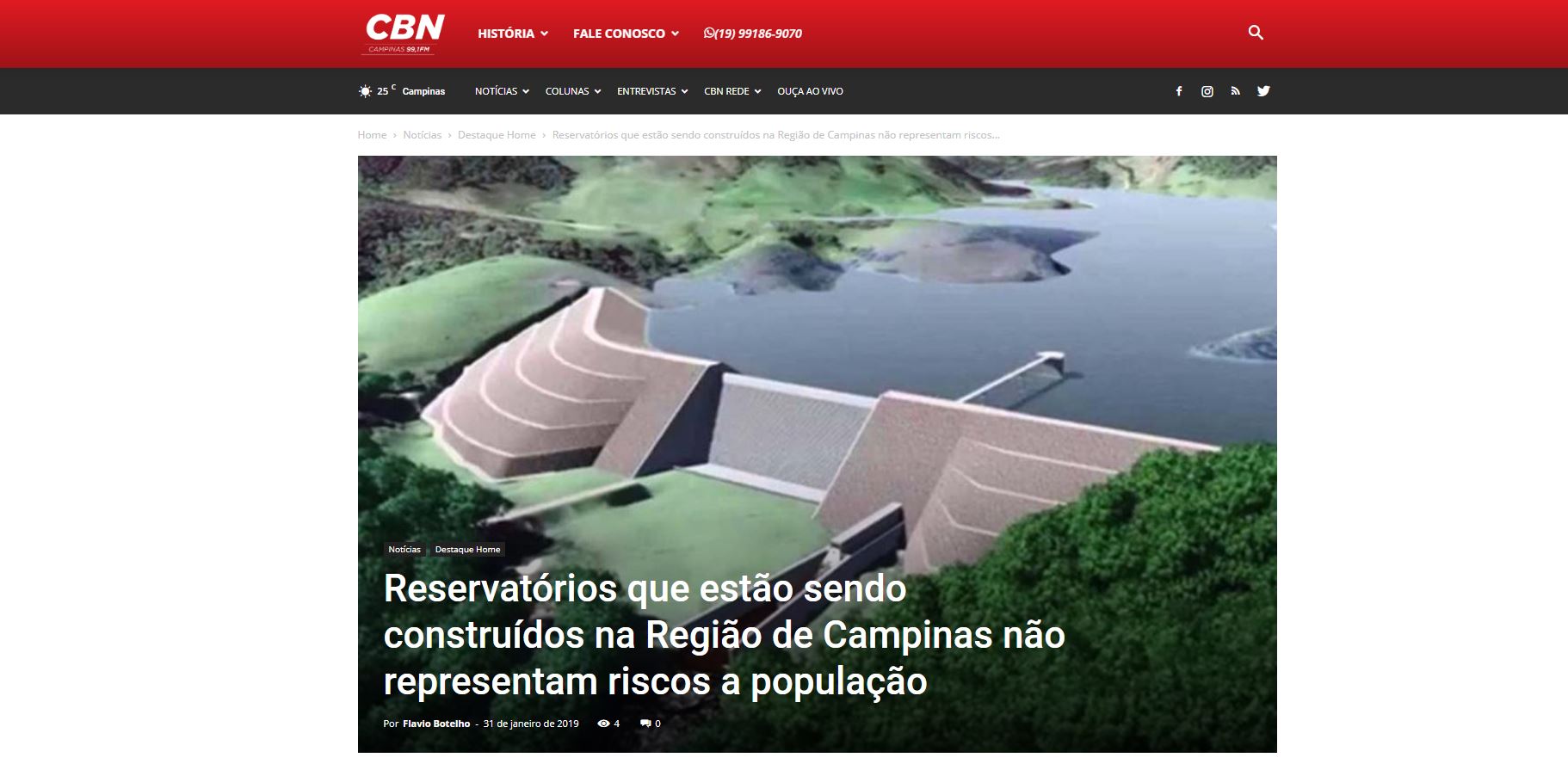 CBN Campinas destaca reservatórios que estão sendo construídos na Região de Campinas