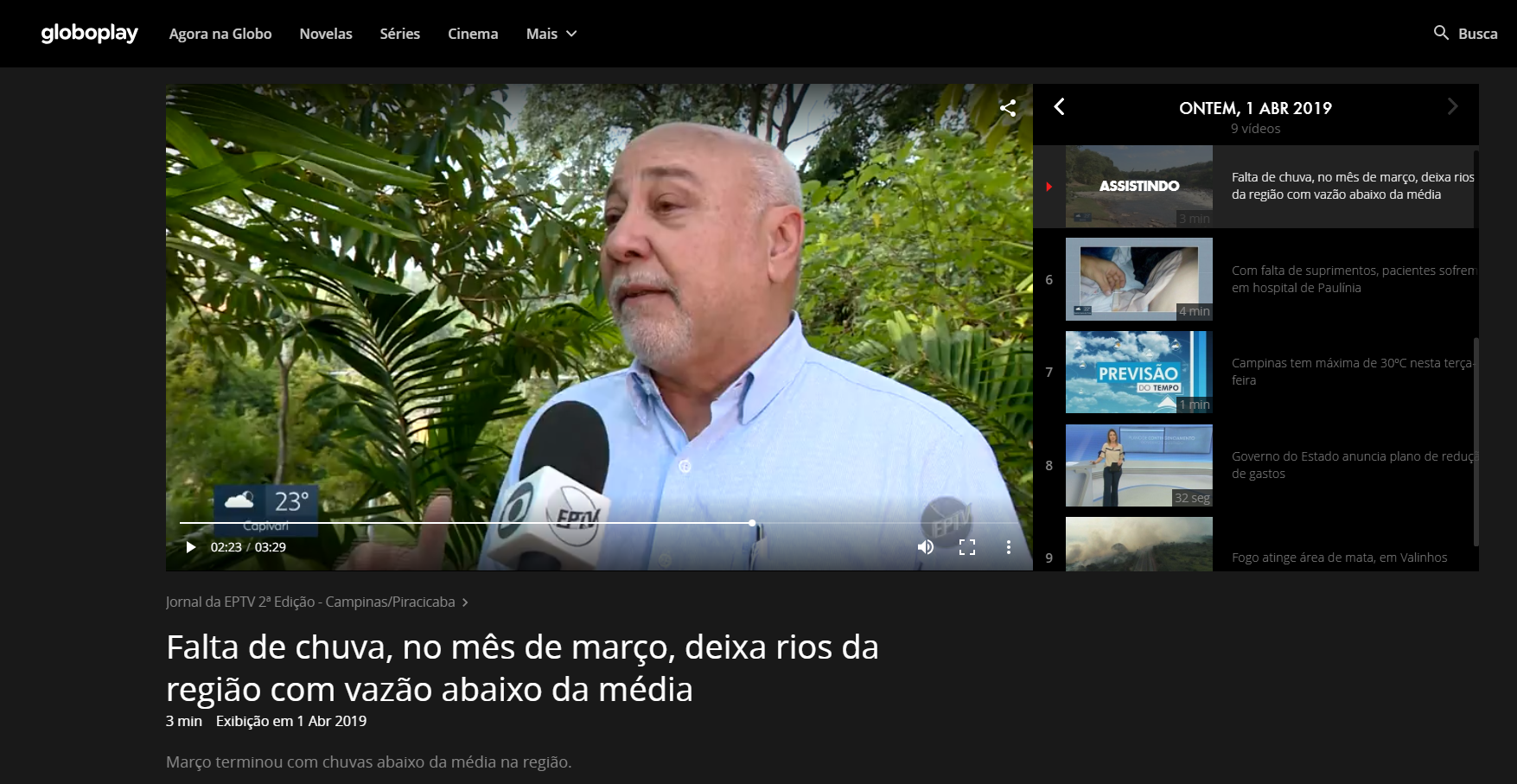 EPTV 2° Edição aborda a falta de chuva que deixa rios da região com vazão abaixo da média