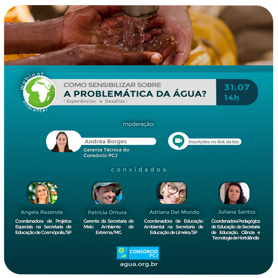 Webinar da próxima sexta-feira (31) debate a força transformadora da Educação Ambiental em temas centrais para o desenvolvimento sustentável, como a água