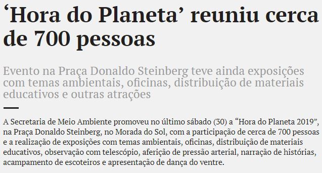 O Liberal fala sobre projeto que tem apoio do Consórcio PCJ, Hora do Planeta