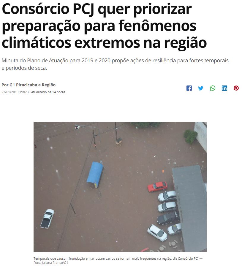 Consórcio PCJ quer priorizar preparação para fenômenos climáticos extremos na região
