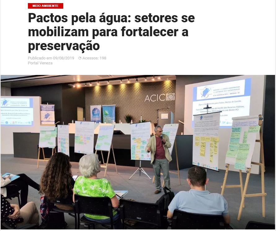 Portal Veneza destaca Consórcio PCJ como exemplo para as Bacias Hidrográficas