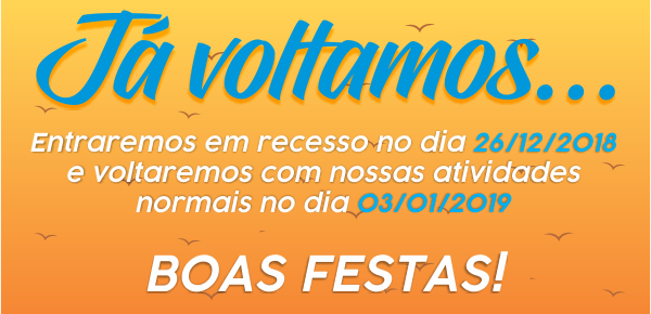 O Consórcio PCJ ficará de recesso do dia 26/12 ao dia 03/01/2019