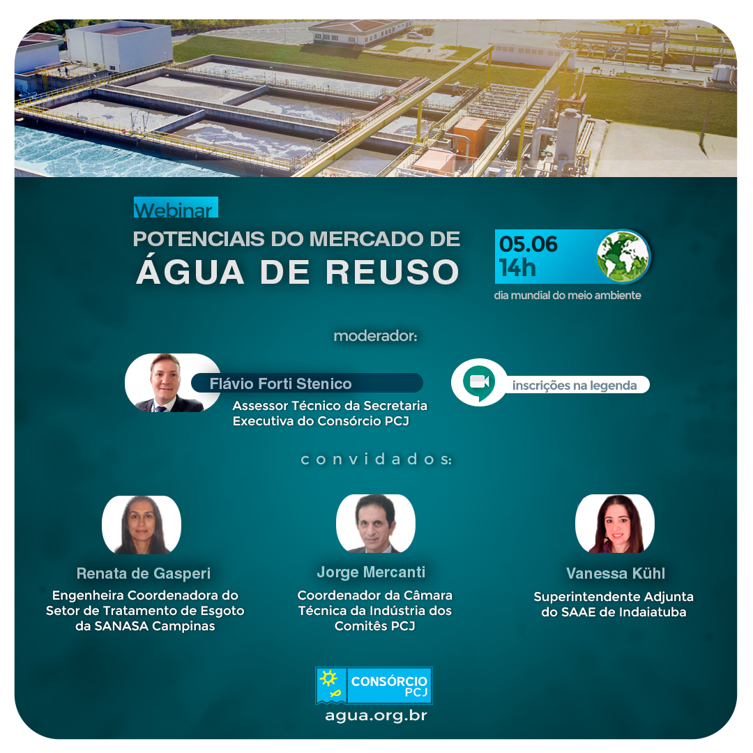 No Dia Mundial do Meio Ambiente, Webinar do Consórcio PCJ ressalta importância da água de reúso para a sustentabilidade
