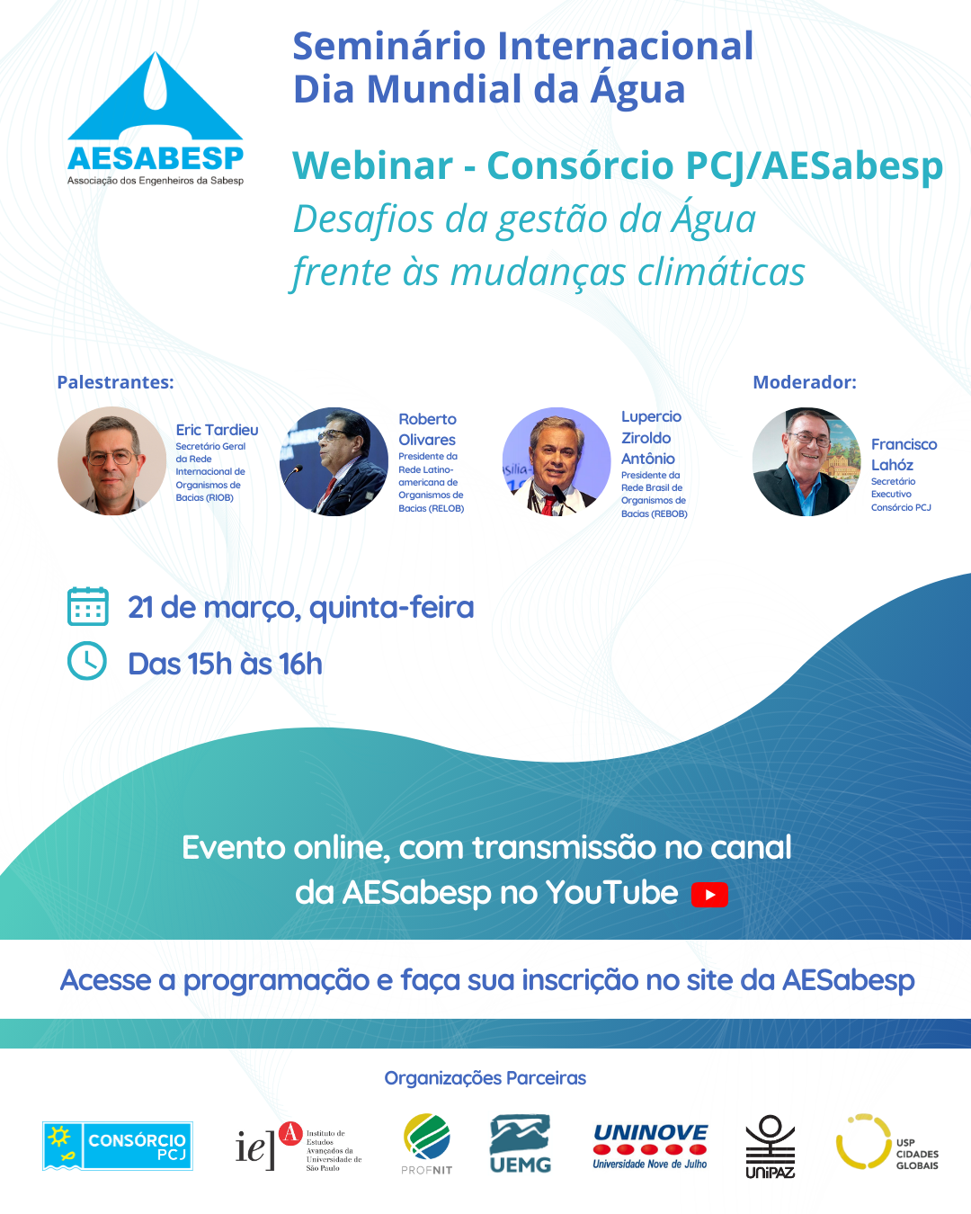 Consórcio PCJ realiza Webinar com AESabesp em comemoração ao Dia Mundial da Água