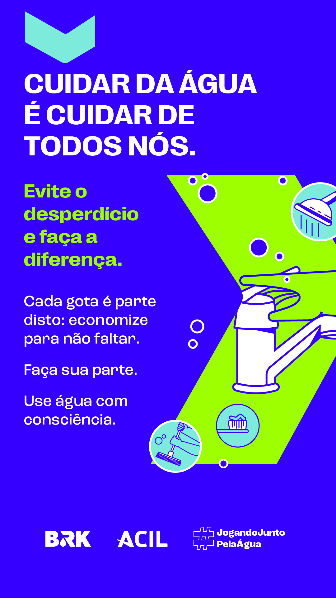 ACIL apoia campanha da BRK “Jogando junto pela água” sobre consumo consciente durante a estiagem