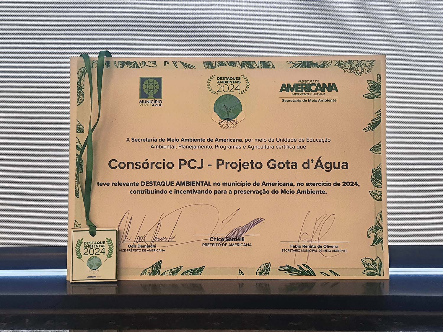 Consórcio PCJ recebe Prêmio “Destaques Ambientais 2024”