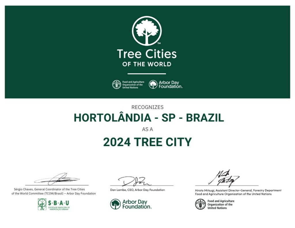Hortolândia conquista título de “Cidade Árvore do Mundo” pela terceira vez