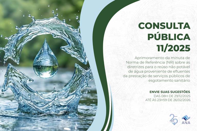 ANA abre Consulta Pública nº 11/2025 sobre diretrizes para reúso não potável de água